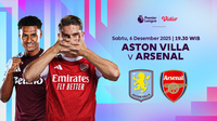 Link Live Streaming Liga Inggris: Aston Villa vs Arsenal